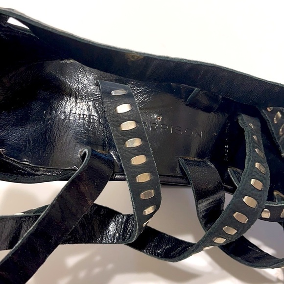 Sigerson Morrison Black w Studs Wedge Shoes Sz 8 - Picture 12 of 12